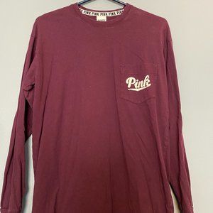 VS PINK Campus Long Sleeve Pocket Tee